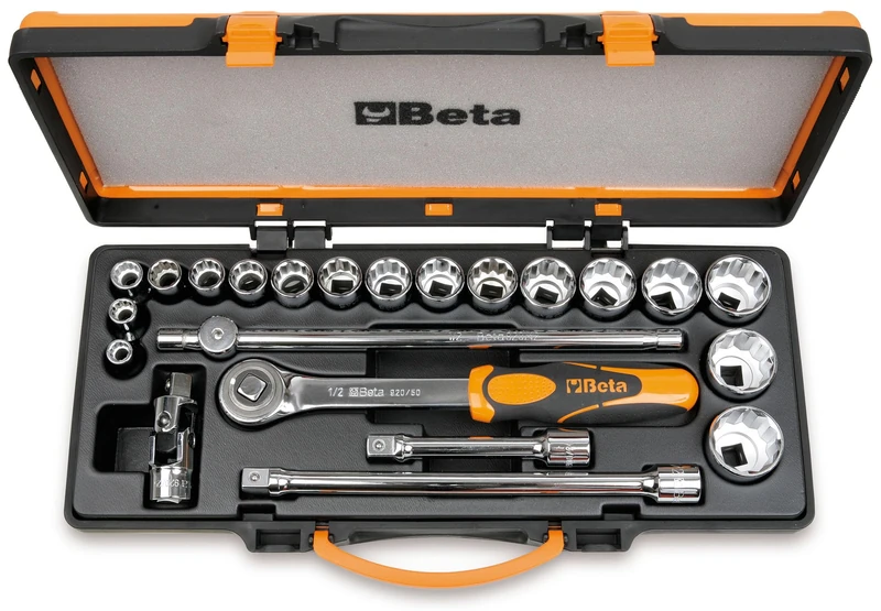 Beta 9200942 Model 920 AS/C17X Bi-hex Bi-hex Sockets and 5 Accessories, 3/8-1.1/4af, 1/2 Drive, 17 Pieces