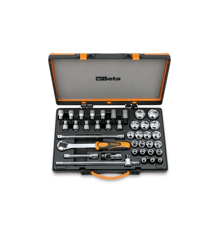 Beta 9200985 Model 920 A/C33 Bi-hex Sockets 13 Slotted Phillips and Hex Socket Drivers and 5 Accessories, 10-32mm, 1/2 Drive, 20 Pieces