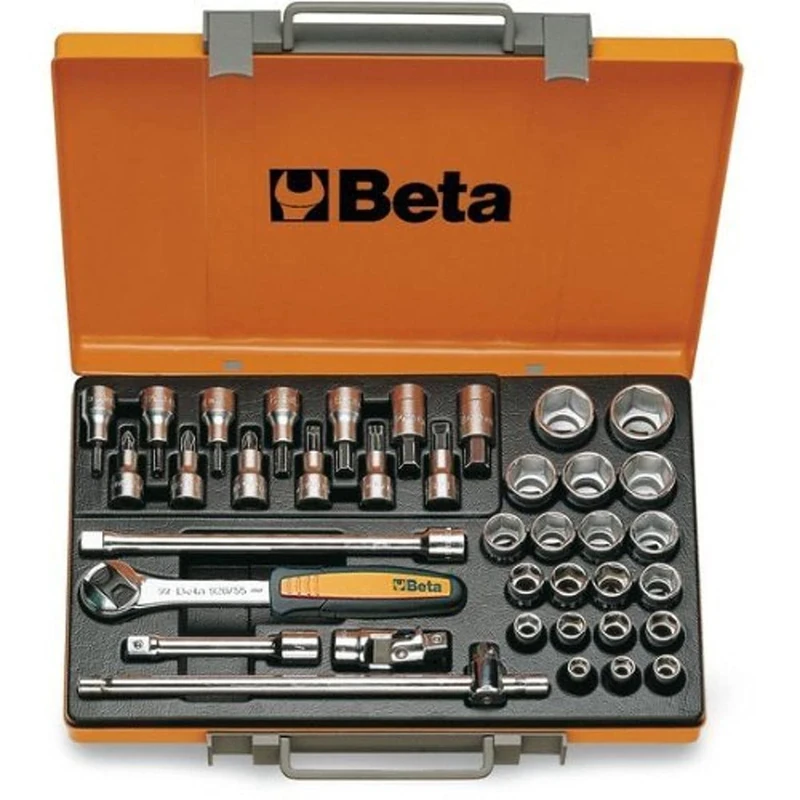 Beta 9200986 Model 920 B/C33 Bi-hex Sockets 13 Socket Drivers and 5 Accessories, 10-32mm, 1/2 Drive, 20 Pieces