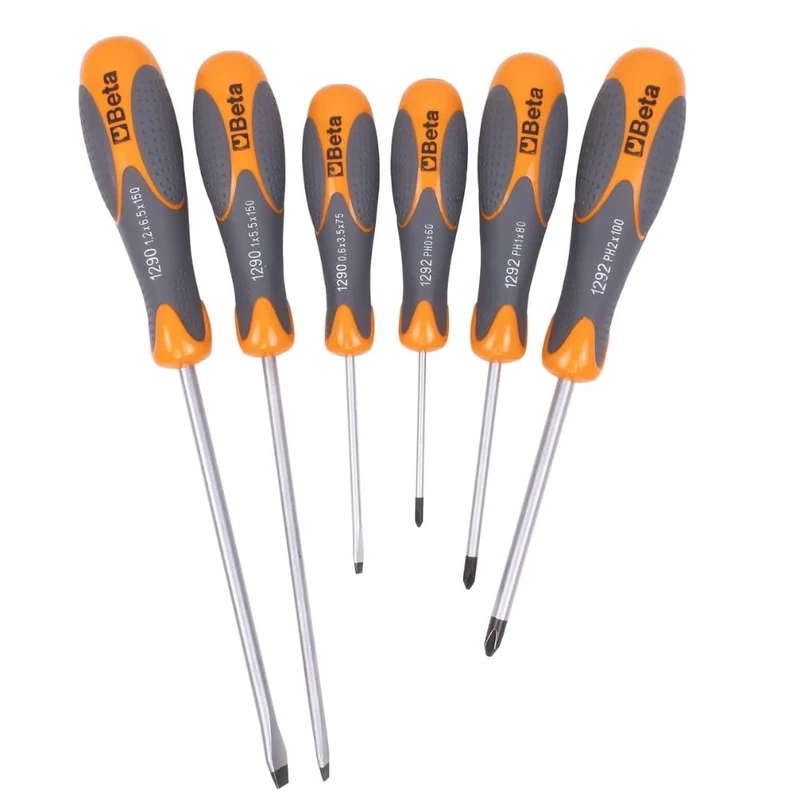 Beta 12930401 Model 1293 /D6 Screwdrivers for Cross Head Phillips and Slotted Head Screws, 6 Pieces