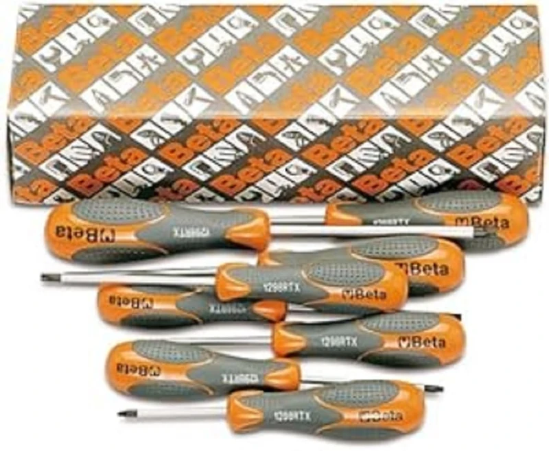Beta 12980308 Model 1298 RTX/S8 Screwdrivers for Tamper Resistant, Torx Head Screws, 8 Pieces