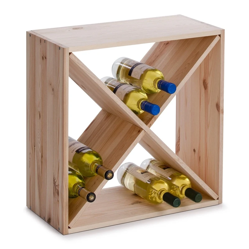 Zeller 13170 Wine Shelf Natural Wood "Kreuz" 52 x 25 x 52