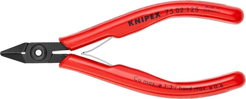 KNIPEX Electronics Diagonal Cutter with Plastic Handles 125 mm, 75 02 125