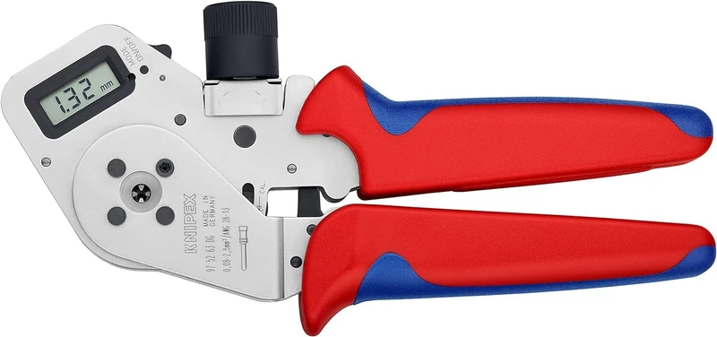 KNIPEX Four-Mandrel Crimping Pliers for Turned Contacts Chrome-Plated with Multi-Component Handles 195 mm, 97 52 63 DG