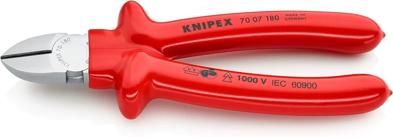 KNIPEX Diagonal Cutter Chrome-Plated with Dipped Insulation, VDE-Tested 180 mm, 70 07 180