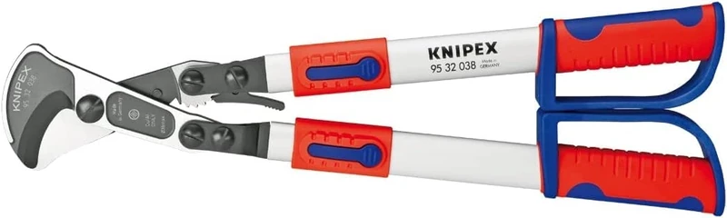 KNIPEX Cable Shears (Ratchet Action) with Telescopic Handles with Multi-Component Handles 570 mm, 95 32 038