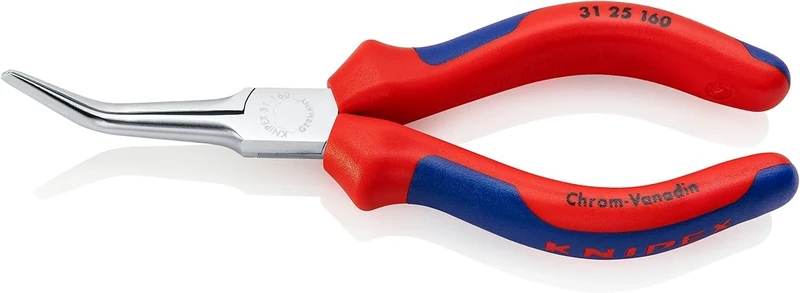 KNIPEX Flat Nose Pliers (Needle-Nose Pliers) Chrome-Plated with Multi-Component Handles 160 mm, 31 25 160 - Image 1