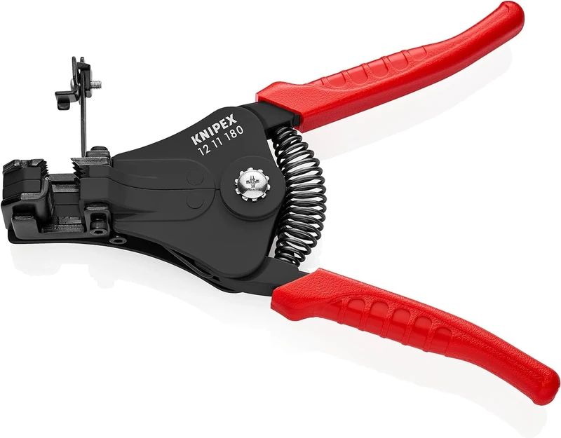 KNIPEX Insulation Stripper with Adapted Blades Black Lacquered with Plastic Grips 180 mm, 12 11 180