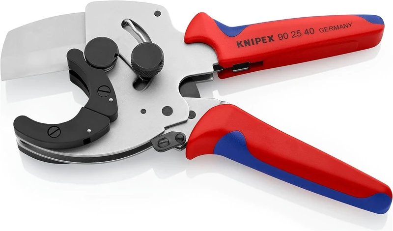KNIPEX Pipe Cutter for Composite and Plastic Pipes Chrome-Plated with Multi-Component Handles 210 mm, 90 25 40