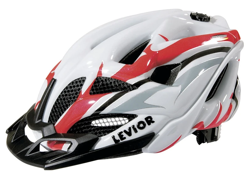 Levior Point Opus Visor Adults'Bicycle Helmet Multi-Coloured Rot-Weiß Glänzend Size:S-M (52-58 cm)