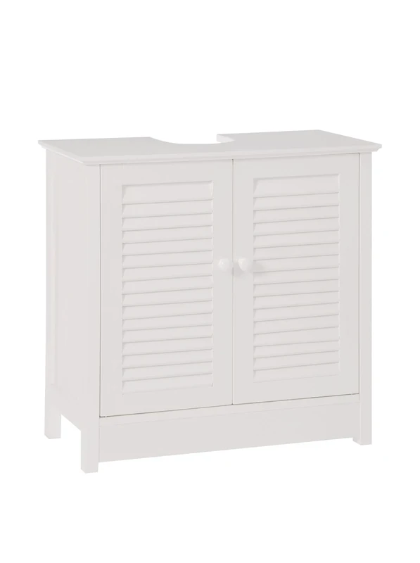 Premier Under Sink Cabinet, White, H60 x W60 x D30cm, Bathroom & Kitchen, Double Shutter Doors, 10kg