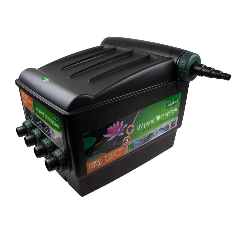 Blagdon Midipond Box Filter System with Built In UV Clarifier, Venturi to Oxygenate, Ceramic Bio Media, Polymer Wool Pad, Carbon Foam, Hinged Lid for Easy Maintenance, 20,000 for Large Ponds