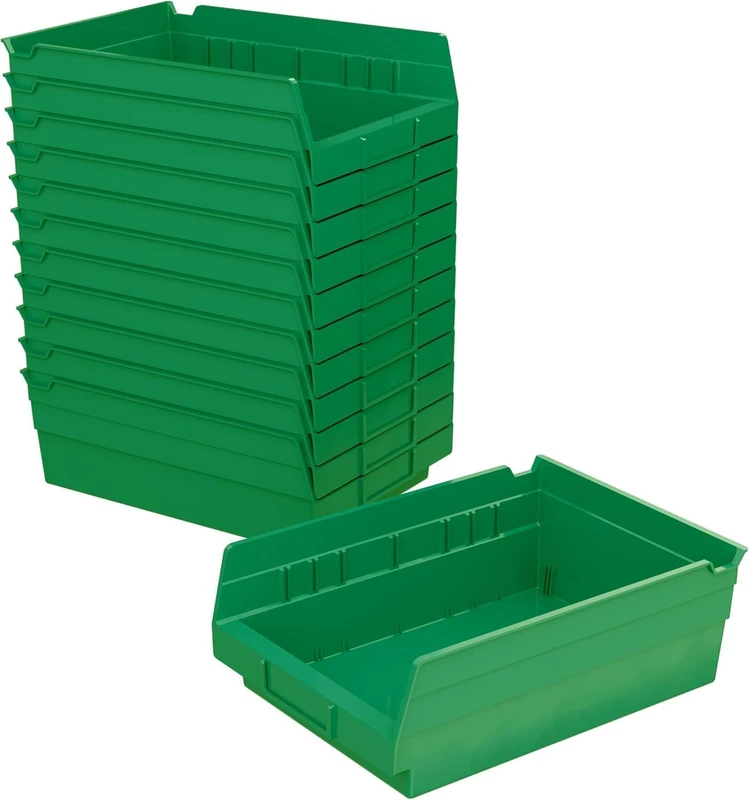 Akro-Mils 30150 Plastic Shelf Bins - Green, 12-Pack