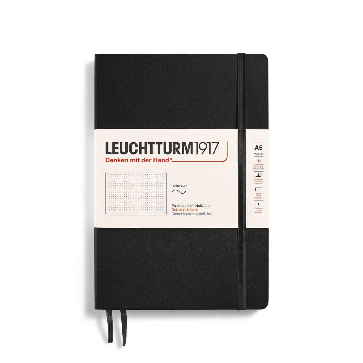 Leuchtturm 145mm x 210mm A5 Medium Soft Cover Dots Notebook - Black