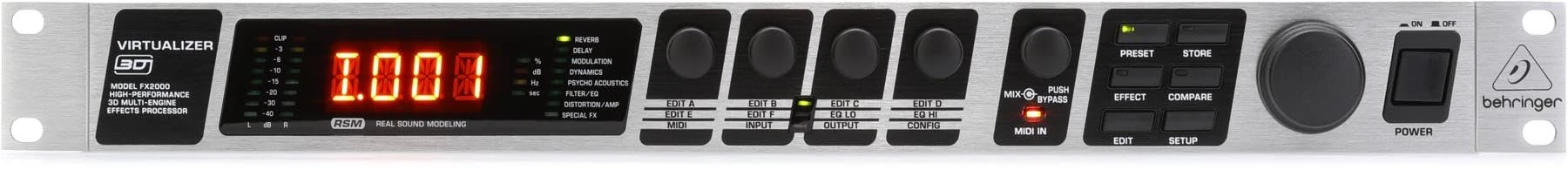 Behringer VIRTUALIZER 3D FX2000 High-Performance 3D Multi-Engine Effects Processor, Silver and Black