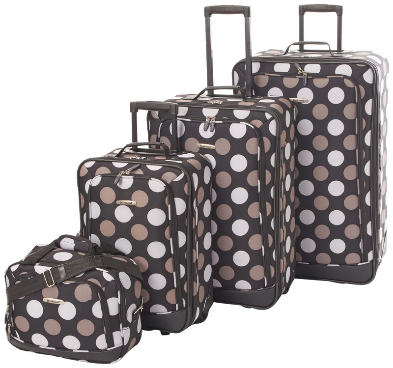 Rockland Luggage Dot 4 Piece Luggage Set, Black Dot, One Size