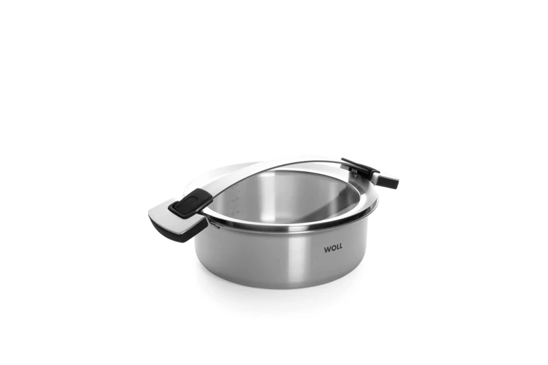 Woll Concept PRO Stewing Pan with Lid Inductive Diameter 24 cm Height 9 cm 4.0 L Suitable for All Types of Cookers Stainless Steel Oven Safe up to 220° Silver
