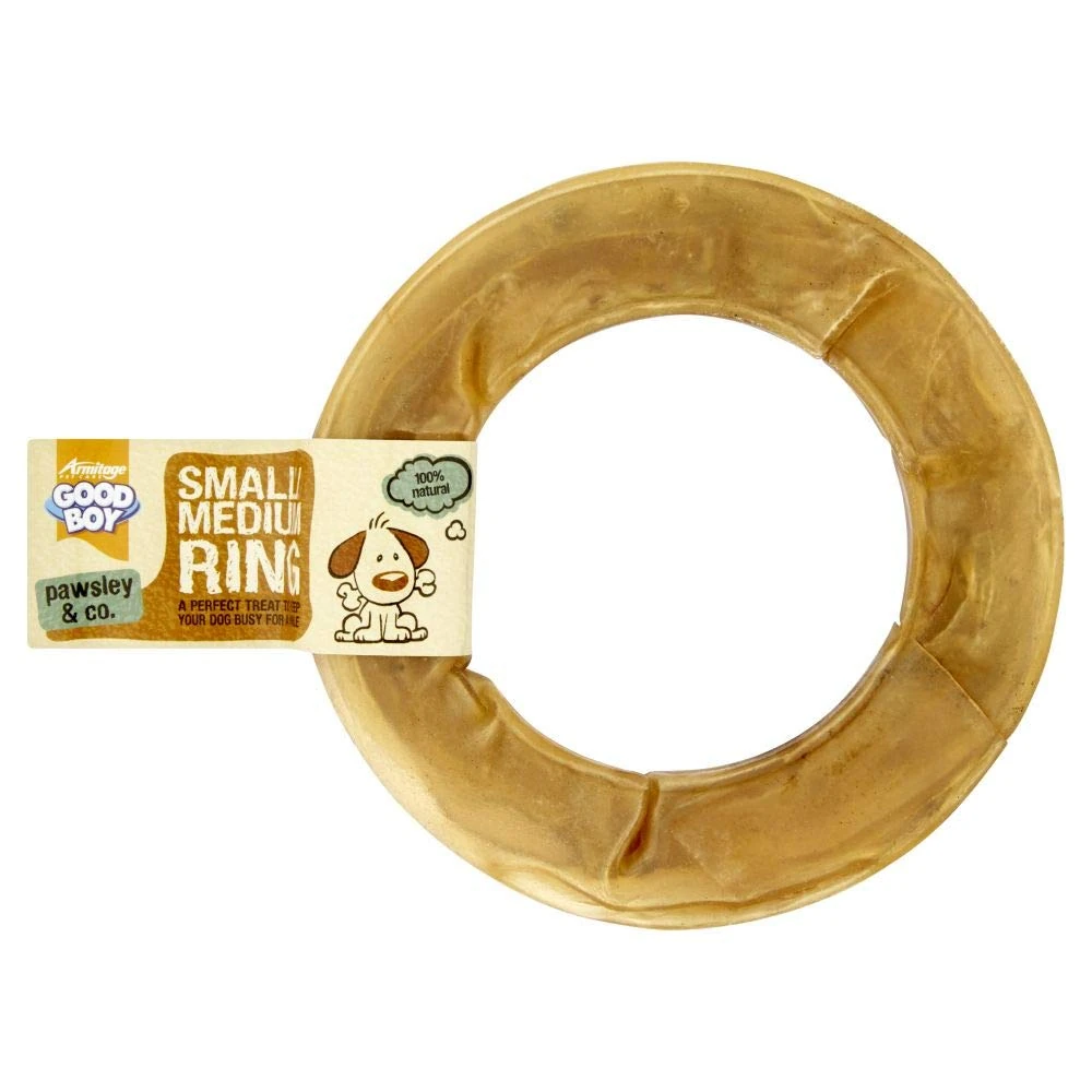 Good Boy - Small/Medium Rawhide Rings - Dog Chews - Made From 100 Percent Natural Hide - Pack of 5 - Natural Dog Treats