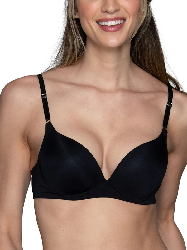 Vanity Fair Women's Ego Boost, Adds Up to One Full Cup Size, Underwire Push Up Bras, Opaque, Black Jacquard, 36A - Image 1