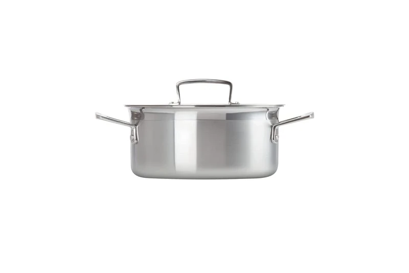 Le Creuset 3-Ply Stainless Steel Shallow Casserole with Lid, 20 x 9.7 cm, 96200720001000