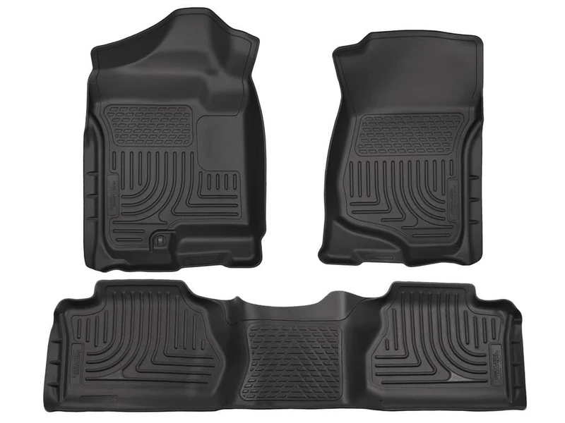 Husky Liners Weatherbeater Series | Front & 2nd Seat Floor Liners (Footwell Coverage) - Black | 98211 | Fits 2007-2013 Chevrolet Silverado/GMC Sierra 1500, 2007-2014 2500/3500 Extended Cab 3 Pcs