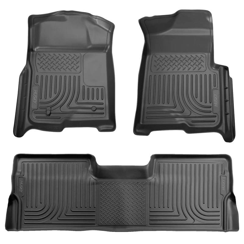 Husky Liners Weatherbeater Series | Front & 2nd Seat Floor Liners (Footwell Coverage) - Black | 98331 | Fits 2009-2014 Ford F-150 SuperCrew Cab w/o Manual Transfer Case Shifter 3 Pcs