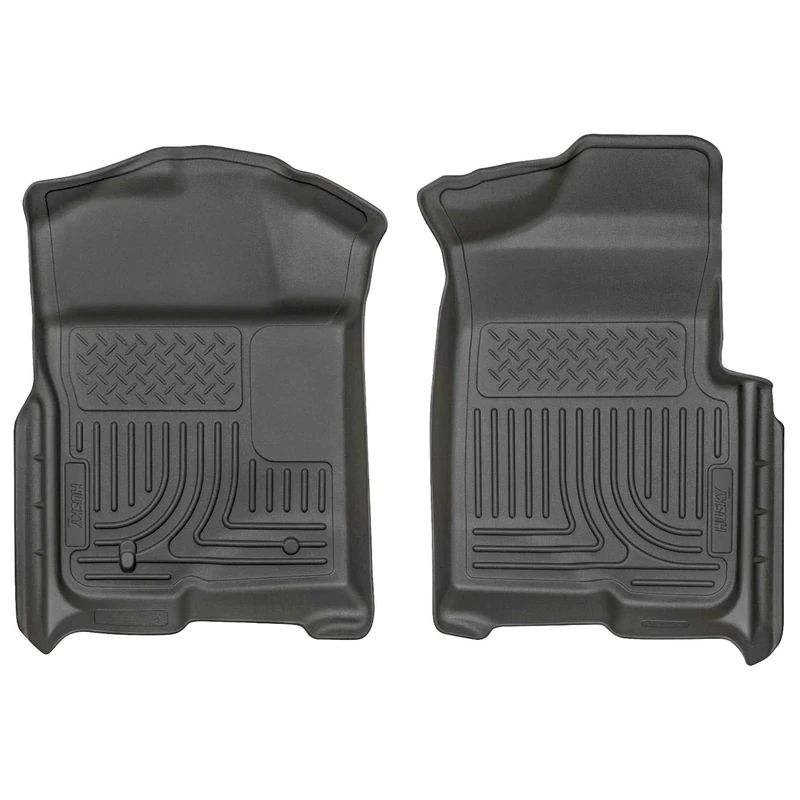 Husky Liners Weatherbeater Series | Front Floor Liners - Black | 18331 | Fits 2009-2014 Ford F-150 SuperCrew/SuperCab/Standard Cab w/o Manual Transfer Case Shifter 2 Pcs