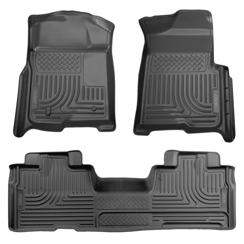 Husky Liners | Weatherbeater Series | Front & 2nd Seat Floor Liners (Footwell Coverage) - Black | 98341 | Fits 2009-2014 Ford F-150 SuperCab w/o Manual Transfer Case Shifter 3 Pcs