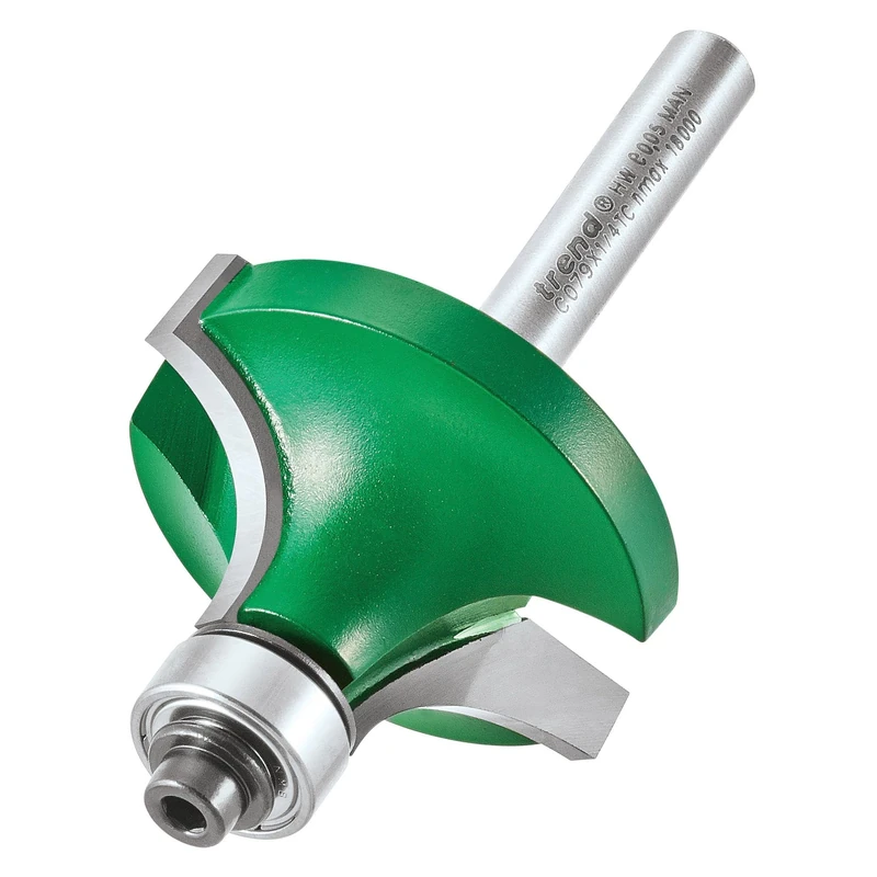 Trend CraftPro Bearing Guided Round Over Router Cutter, 1/4 Inch Shank with 12.7mm Radius and 19.1mm Cut Length, Carbide Tipped, C079X1/4TC