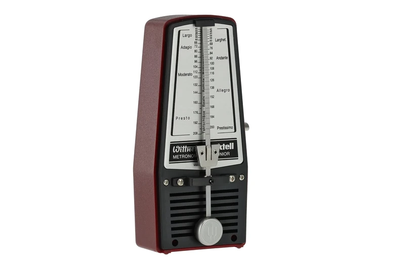 Wittner Metronome Taktell Junior Series 820 - Plastic casing - Without bell - Ruby red - Mechanically wound - No batteries required - Made in Germany