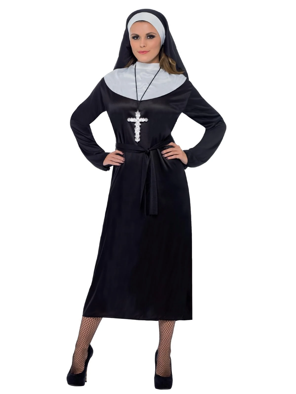 Smiffys Nun Costume, S - UK Size 08-10, Black