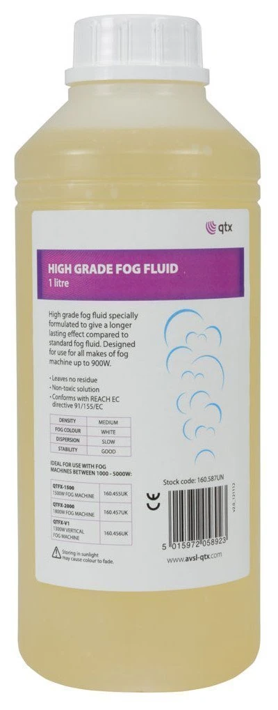 QTX High Grade Fog & Smoke Fluid 1Ltr - Packaging may vary