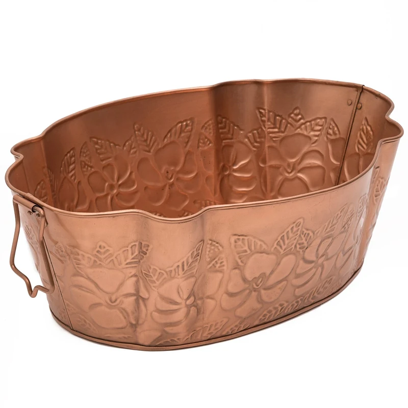 Achla Designs Oval Copper tub, Plated Galvanized Steel