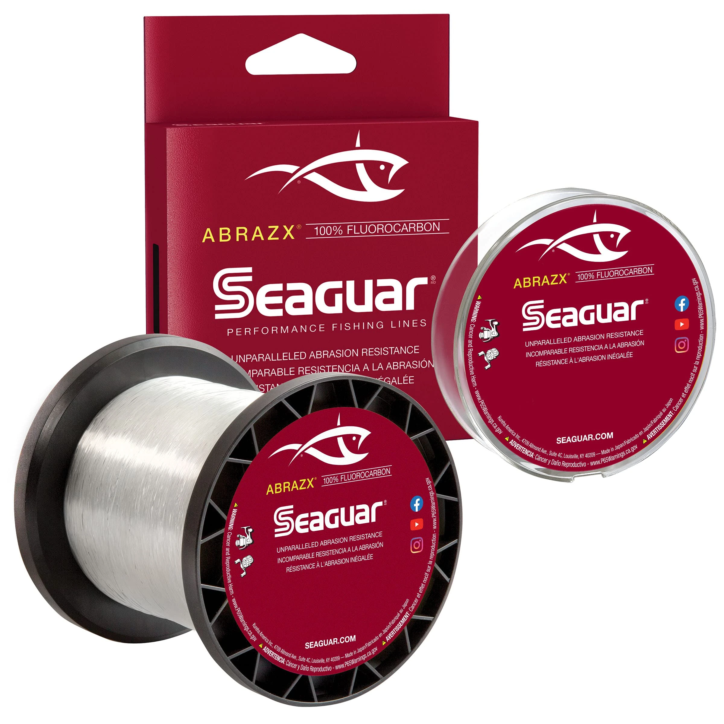 Seaguar AbrazX 100% Fluorocarbon Fishing Line 20lbs, 1000yds Break Strength/Length - 20AX1000