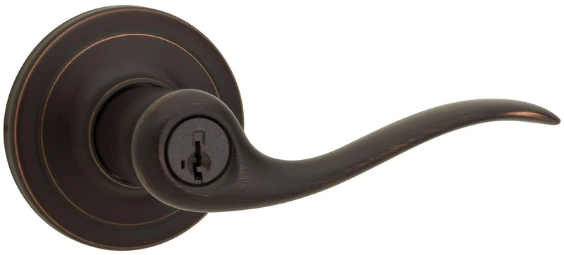 Kwikset Tustin Entry Lever Featuring SmartKey® in Venetian Bronze