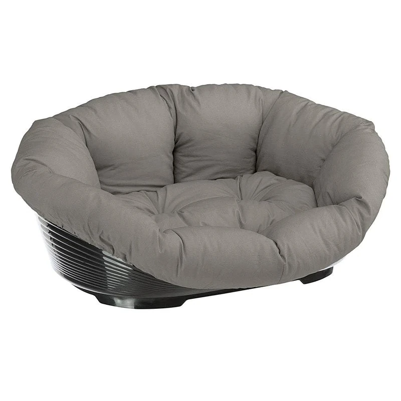 Ferplast Plastic Dog Bed with Dog Cushion SOFA' 10 in Washable Cotton, Dog Bed Medium with Padded Cushion, Plastic Dog Basket, Perforated Bottom and Chin-Rest, Anti-Slip, 96 x 71 x h 32 cm, Dove