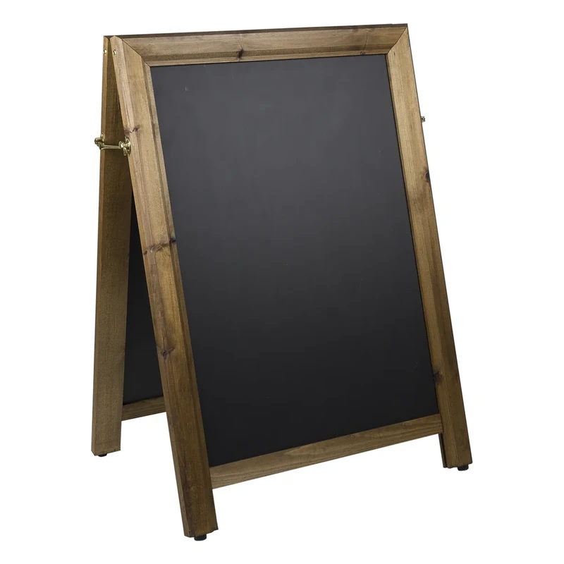 Chalkboards UK Quality Square Top a Frame Blackboard, Wood, Dark Oak