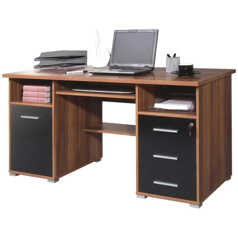 Germania Desk,145 x 75 x 70 cm, Walnut/black