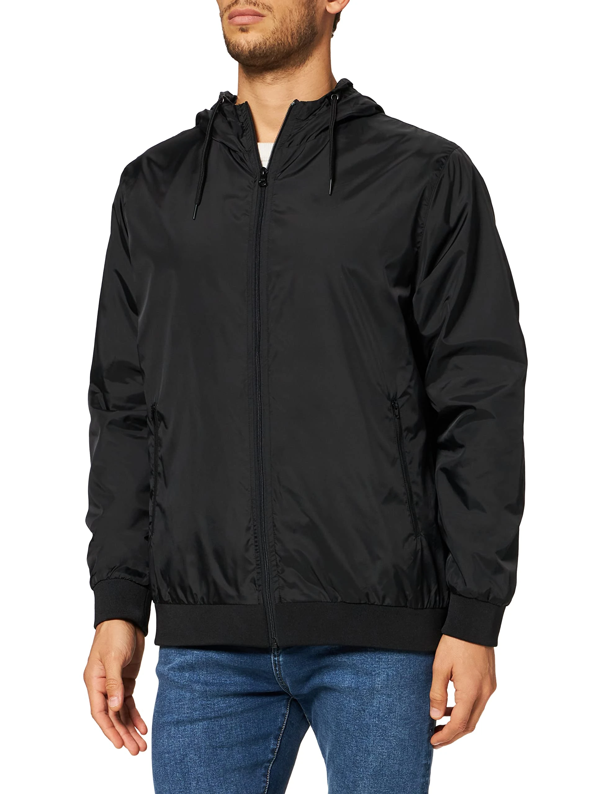 Urban Classics Men's Windbreaker Jacket, Black, L
