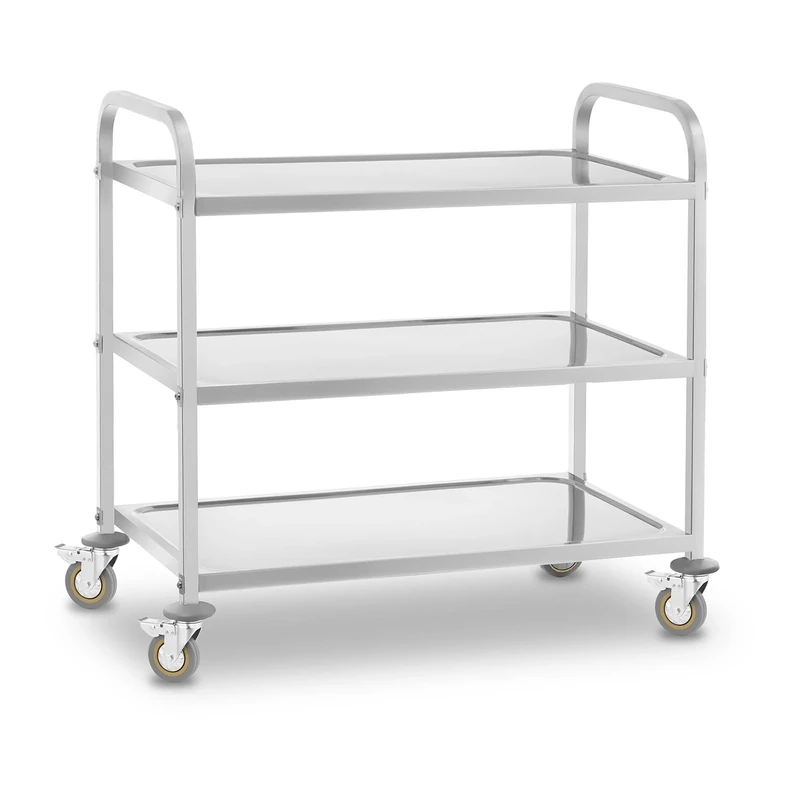 Royal Catering RCSW 3 Serving Trolley with Wheels (101 x 55 x 96.5 cm, Load Capacity 480 kg, Shelf Thickness 3 cm)