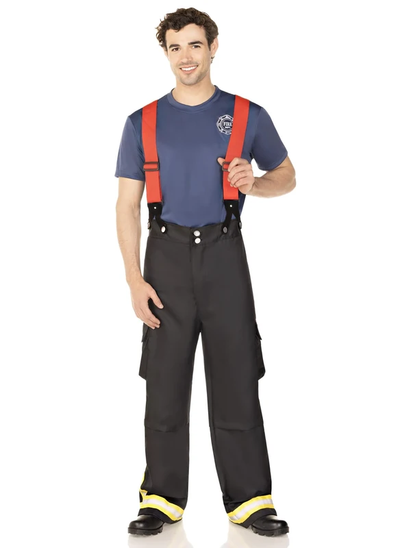 Leg Avenue 8368404011 Men's 3 Piece Fire Captain Costume Set, XL, Black/Red, X-Large(UK 16-18) - Image 1