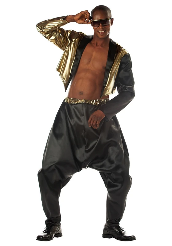 California Costumes 00789-Black/Gold-Large/X-Large Old School Rapper 80s Adult-Sized Costume, Solid, Multicolored, L/XL (42-46) - Image 1