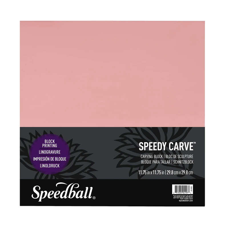 Speedball 11.75" x 11.75" Speedy-Carve Block Pink, For Block Printing, Stampers, Carving, Lino Blocks, Craft Art Tools For Tool Kit
