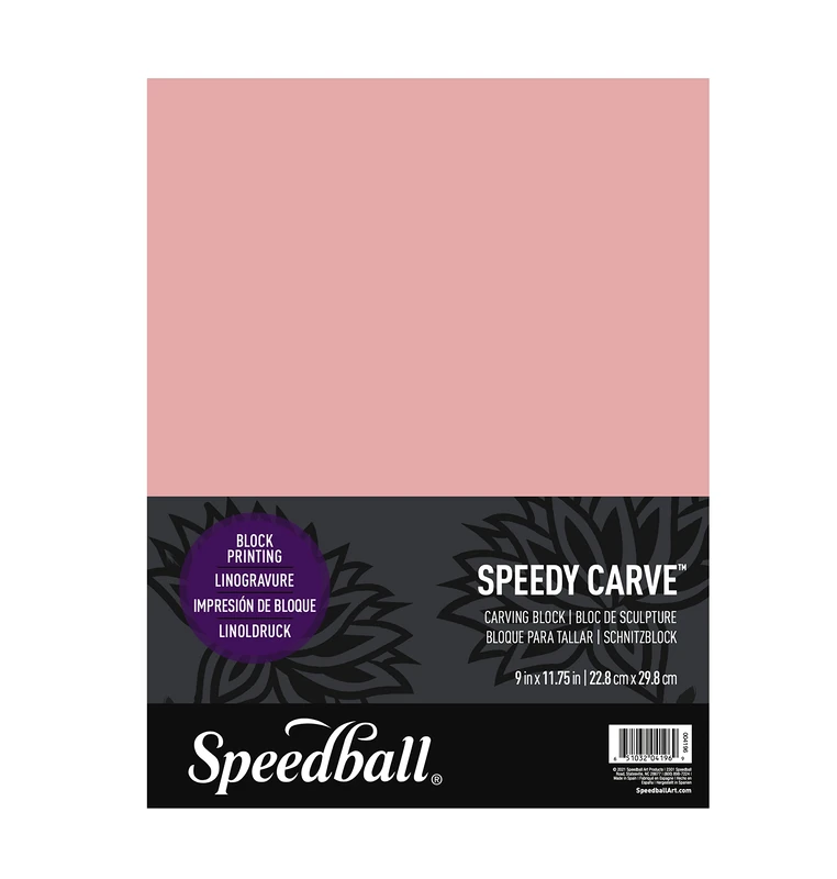 Speedball 9" x 11.75" Speedy-Carve Block Pink, For Block Printing, Stampers, Carving, Lino Blocks, Craft Art Tools For Tool Kit
