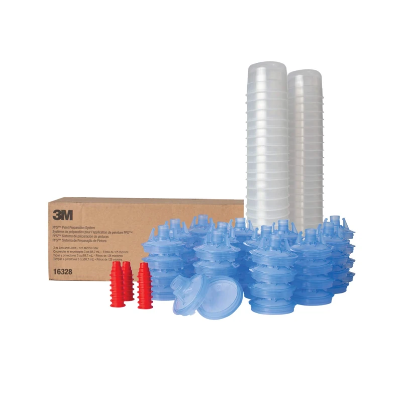 3M PPS (Original Series) Paint Spray Gun Cup Lids and Liners Kit, 16328, Micro, 3 oz, 125-micron Filter, Use w/Paint Gun for Cars, Furniture, Home, 50 Disposable Lids and Liners, 20 Sealing Plugs