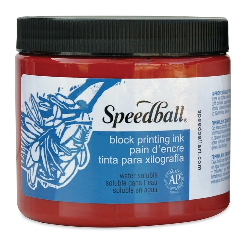 Speedball 16oz Water-Soluble Block Ink Red, for Block Printing, Lino Printing, Screen Printing, for Artists Kit
