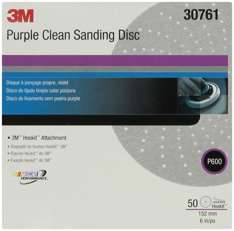 3M Hookit Purple Clean Sanding Abrasive Disc 30761, 6 in, 600+ Grade, Pack of 50 Discs, Virtually Dust-Free, High Performance, Long Lasting, Multi-Hole Pattern, Feather Edging, Stock Removal
