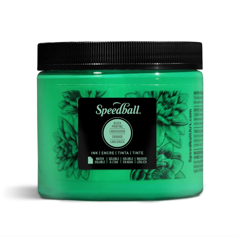 Speedball 16oz Water-Soluble Block Ink Green, for Block Printing, Lino Printing, Screen Printing, for Artists Kit
