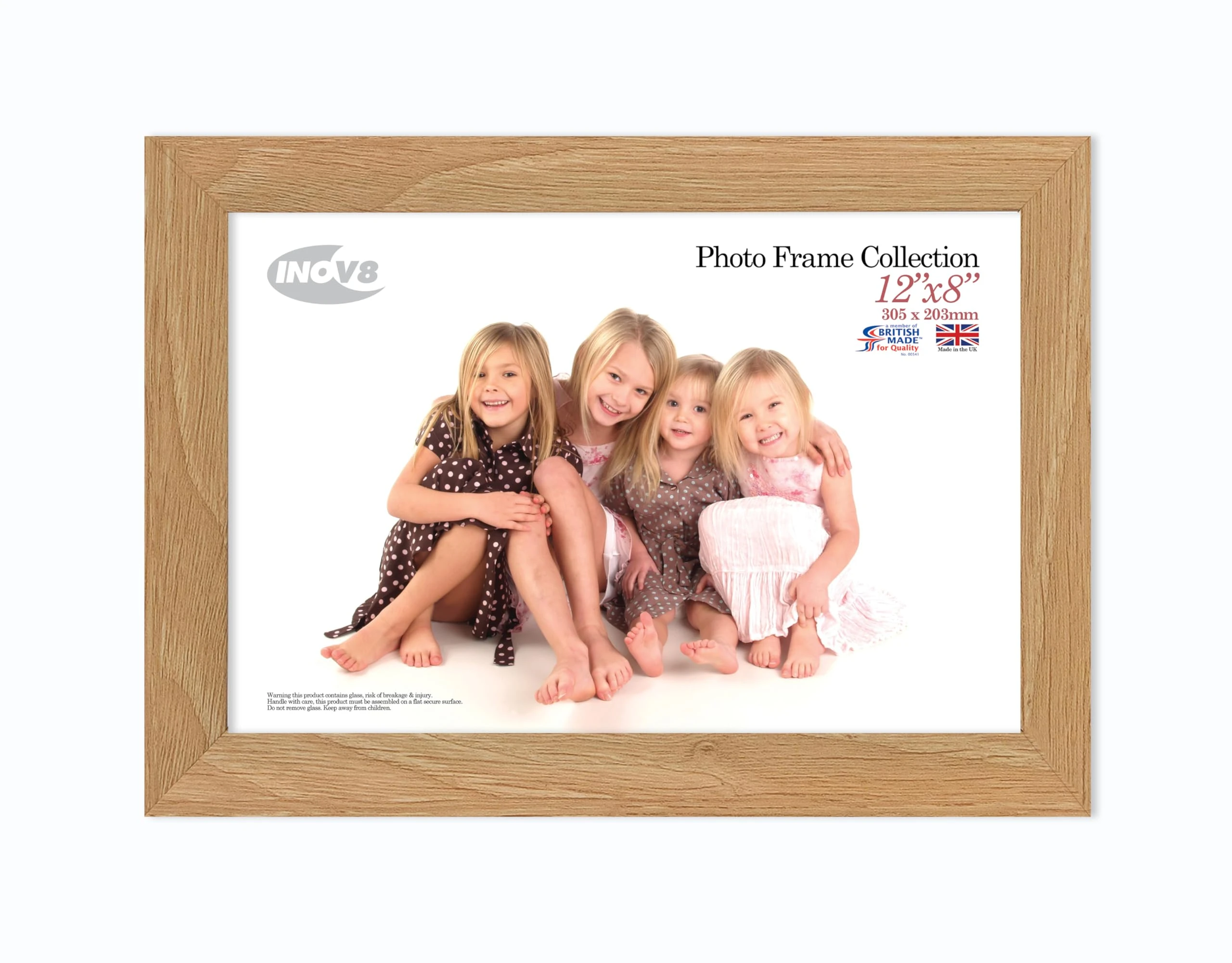 Inov8 Framing - Lime Oak 12x8 Inch (20x30cm) British Made Photo Frame - Wood Effect with Glass Picture Frame