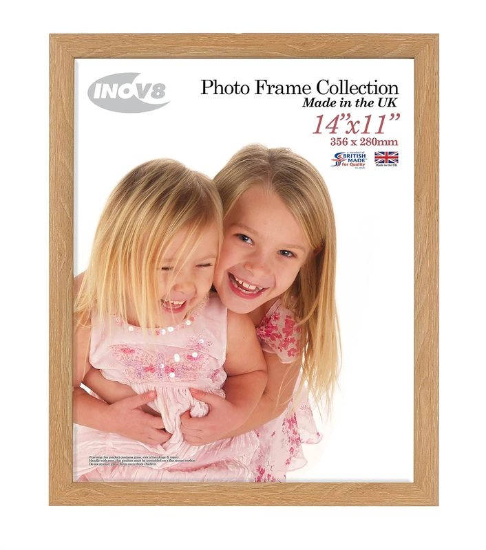 Inov8 Framing - Lime Oak 14x11 inch ( 35x28 cm ) British Made Photo Frame - Wood Effect with Glass Picture Frame